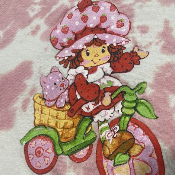 Strawberry Shortcake Graphic Tee Pink Cow Print Top Size Large - Picture 4 of 7